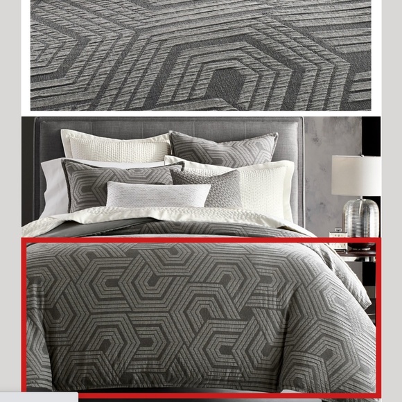 NIB Hotel Collection‎ Textured Hexagon King Duvet Only in Grey - Picture 11 of 11